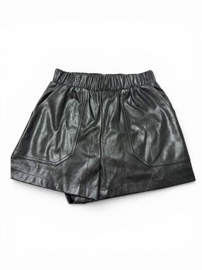Steve Madden Black Faux Leather Elastic-Waist Women’s Shorts